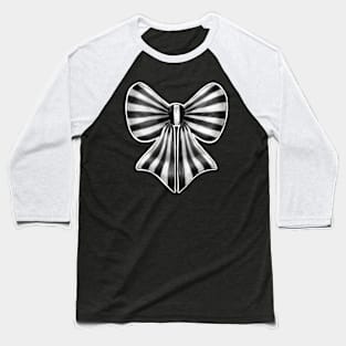 Black and White Striped Bow Baseball T-Shirt